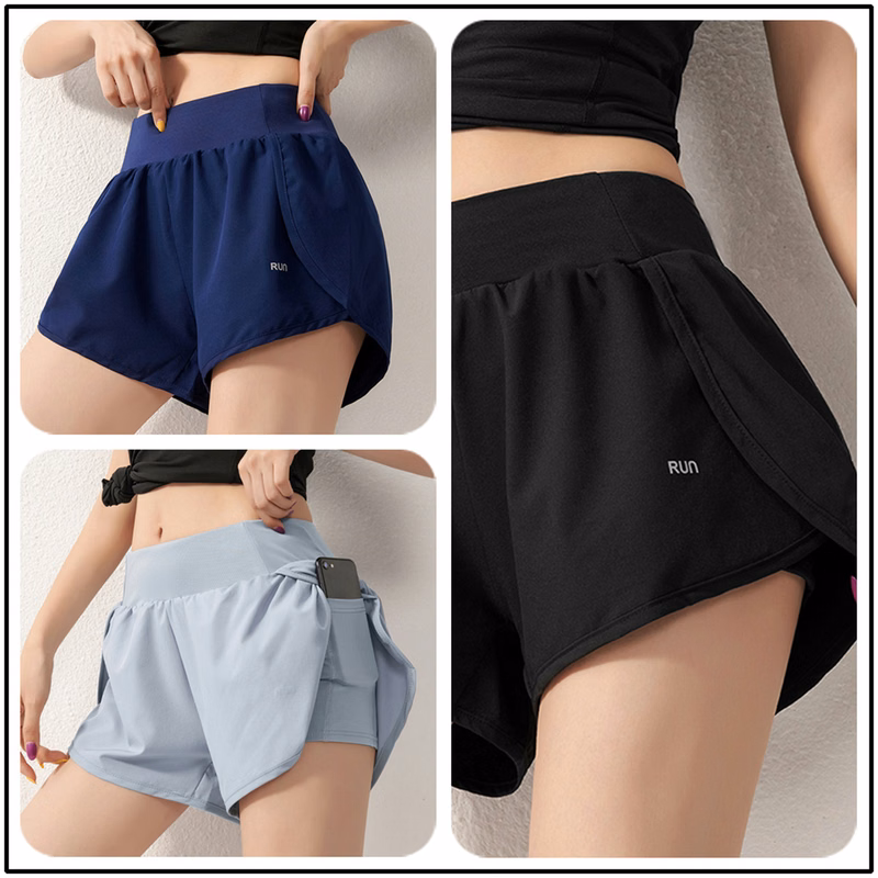 Womens 2 in1 Running Athletic Workout Yoga Shorts