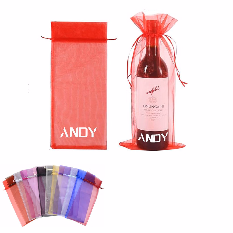1-Bottle Organza Drawstring Wine Bag