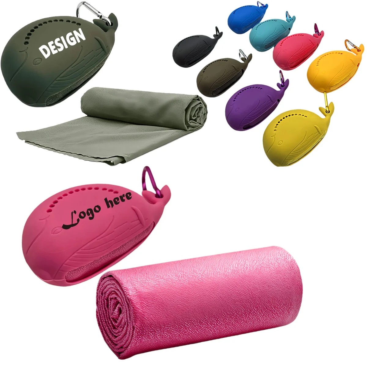 Whale Shape Quick Dry Cooling Sports Towel With Case 1