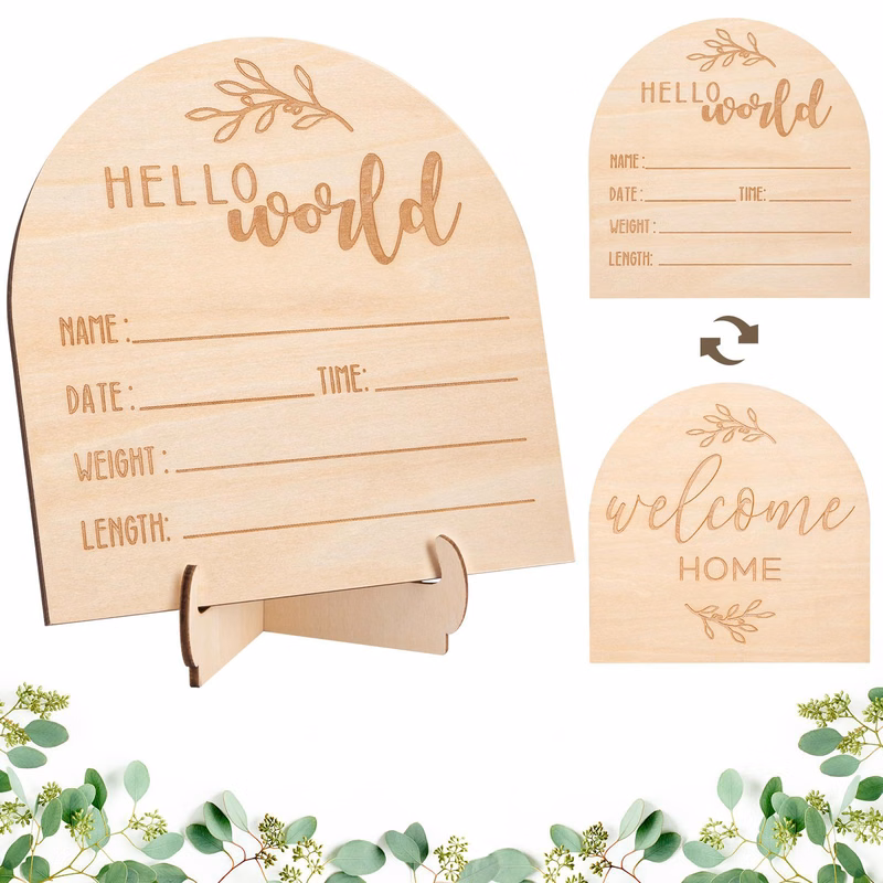 Wood Birth Announcement Card