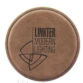 Dark Brown Leatherette Individual Round Coaster 1
