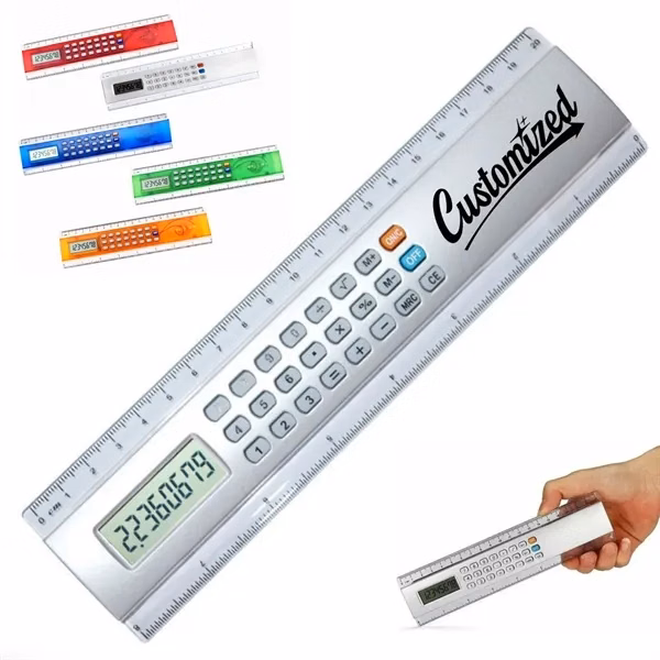Custom Dual Function Ruler and Calculator Combo — Full-Color Office Desk Essential