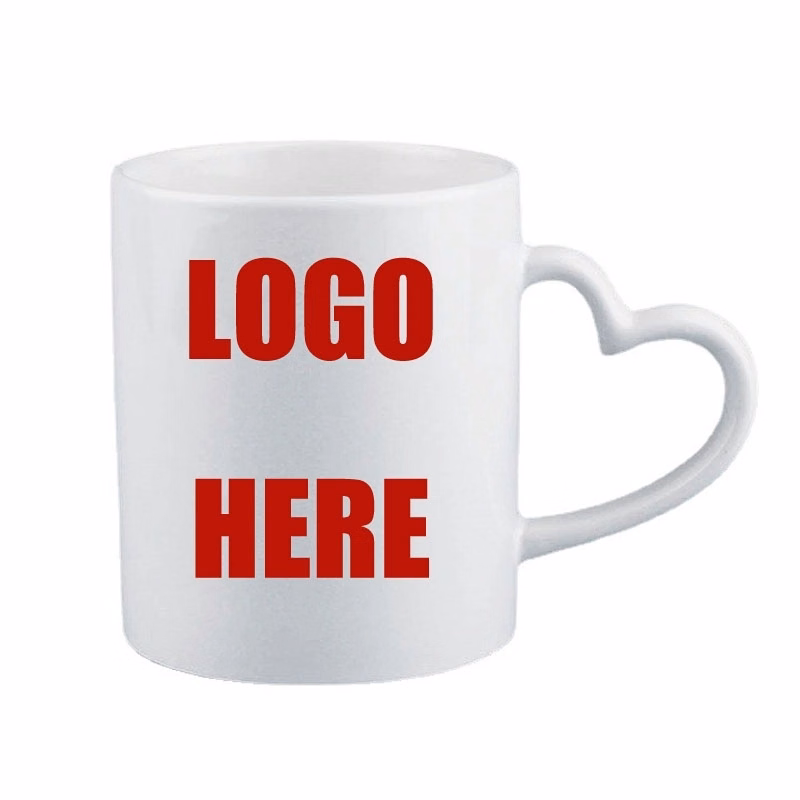 Custom 11 OZ Blank Mugs With Heart shaped handle