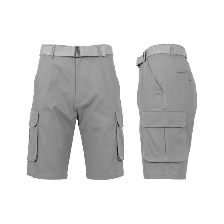 Men's Belted Cargo Shorts - Gray 30-42 1