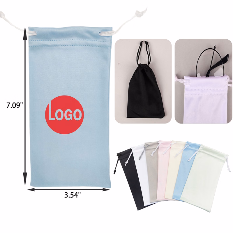 MOQ 50 PCS Durable Microfiber Drawstring Eyeglasses Bag