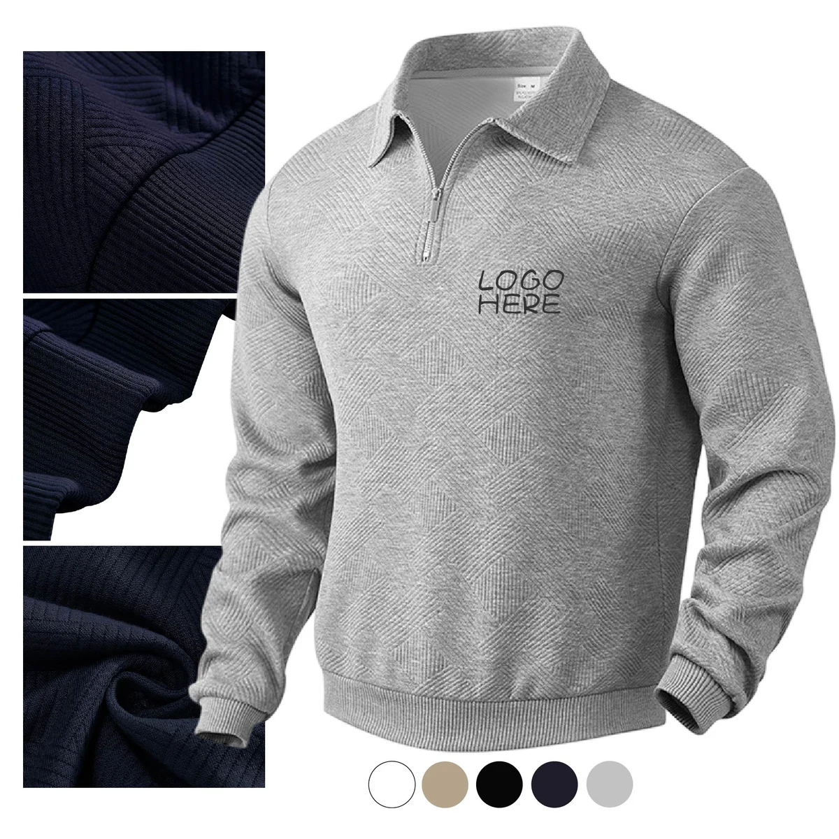 Long Sleeve Zip up Pullover Shirts, custom hoodie or sweatshirt with logo imprint 1