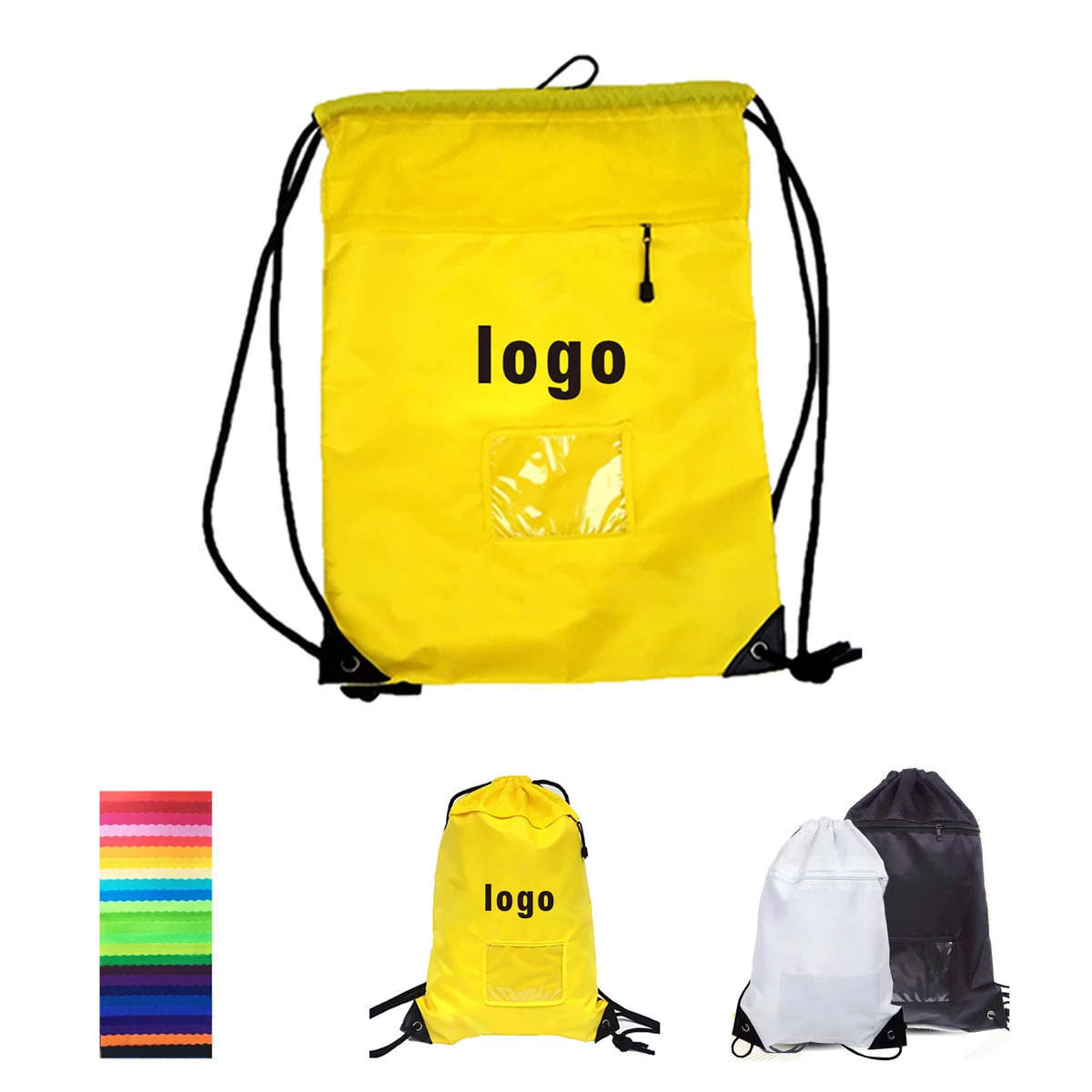 420D Drawstring Sport Backpack with Front Bags 1