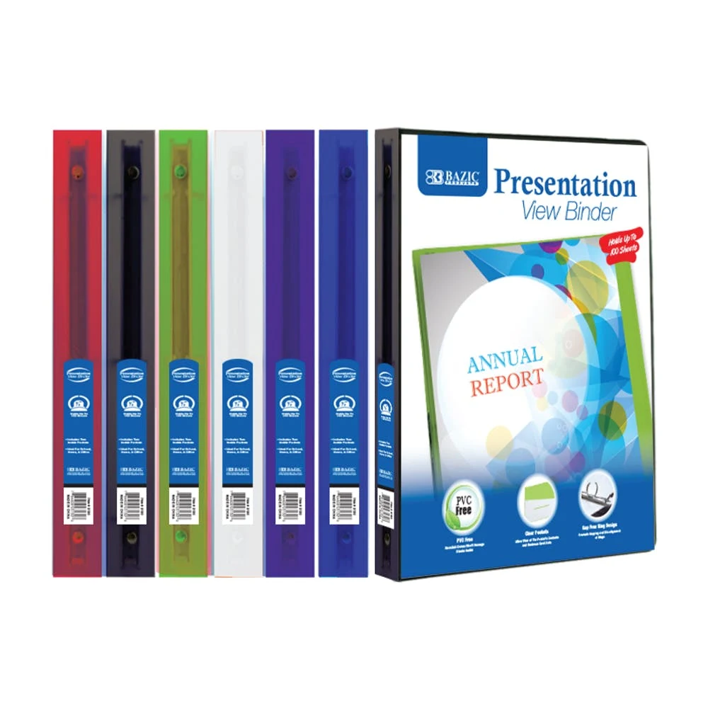 1/2" 3-Ring Binder - Assorted Colors Clear Presentation Window 1