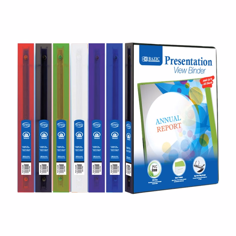 1/2" 3-Ring Binder - Assorted Colors Clear Presentation Window