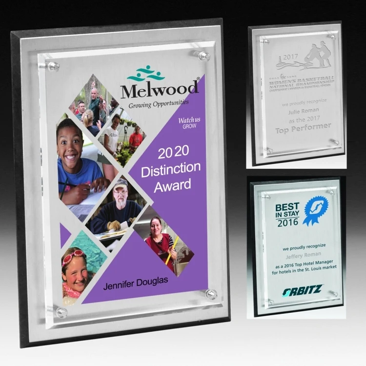 Tall Brushed Aluminum Plaque - 4 Color Process 1