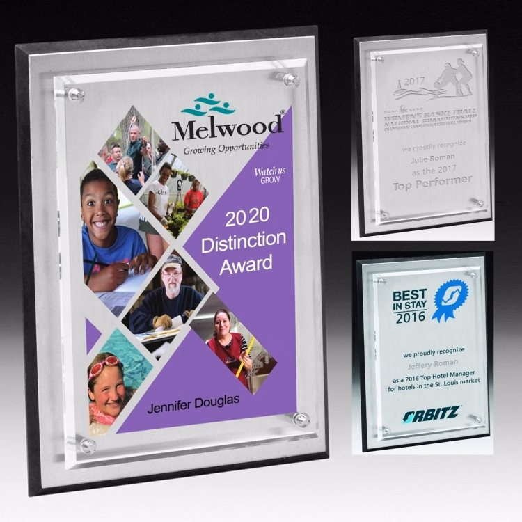 Tall Brushed Aluminum Plaque - 4 Color Process