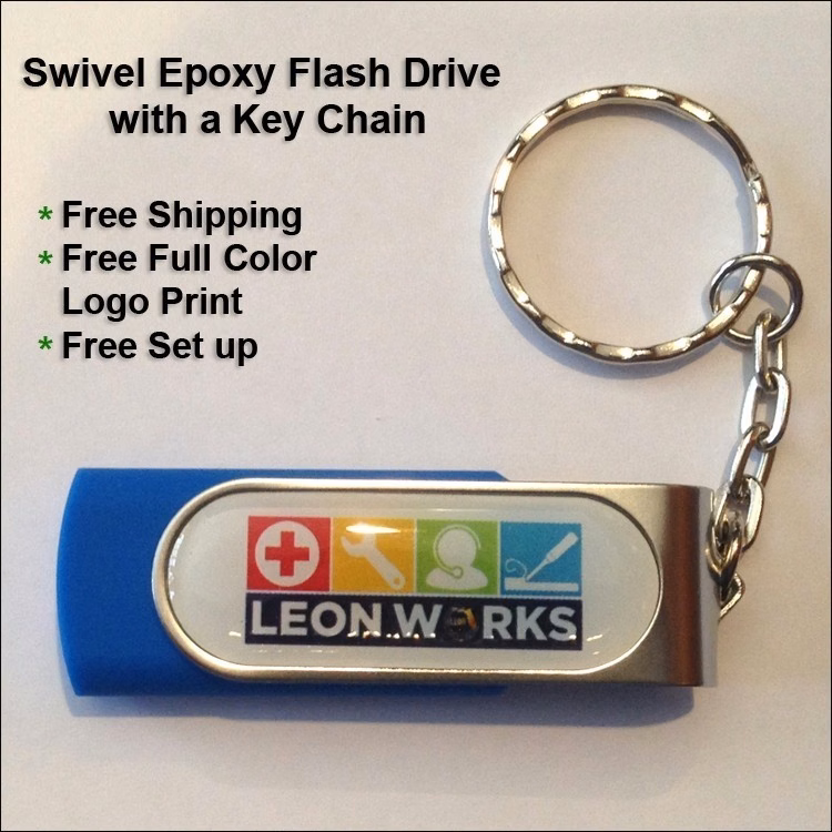 Epoxy Swivel with a Keychain Flash Drive / USB - 64 GB