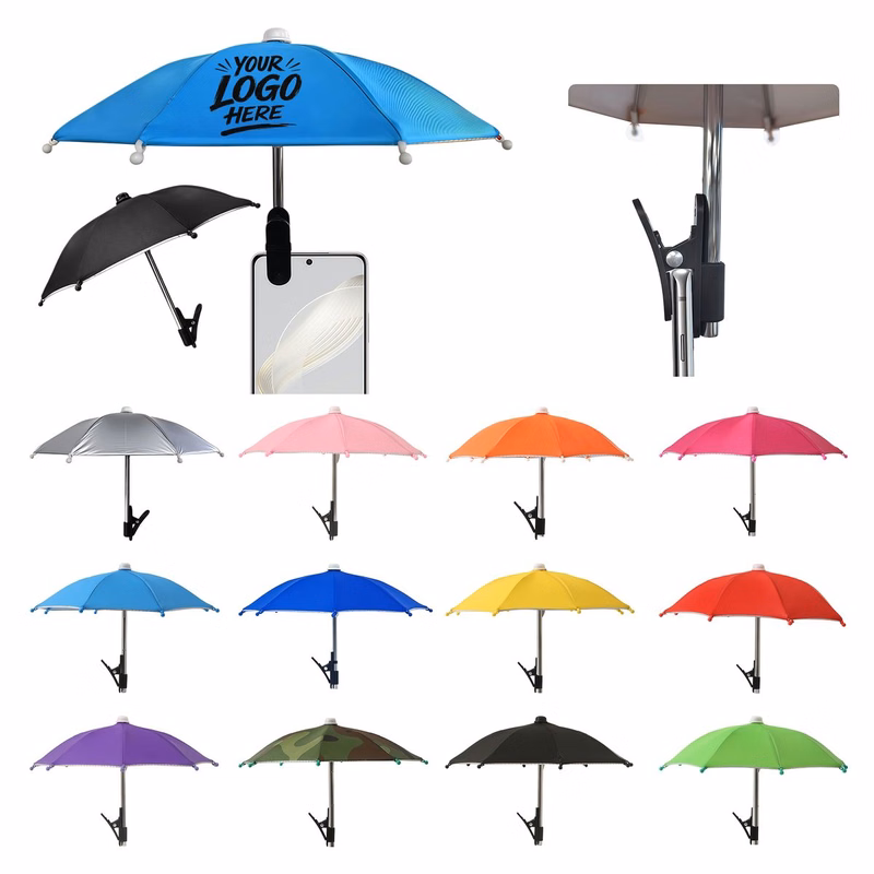 Mini Phone Clip Umbrella Sun Rain Cover Shield