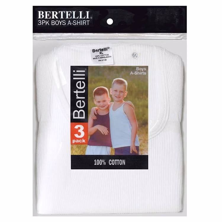 Bertelli Boys' Undershirts - White Size Large