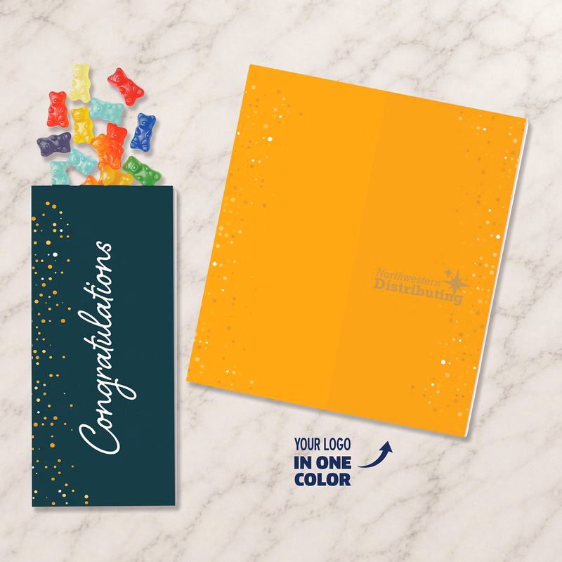 One Color Foil-Stamped Stock Congratulations Sweeter Cards with Albanese Gummi Bears
