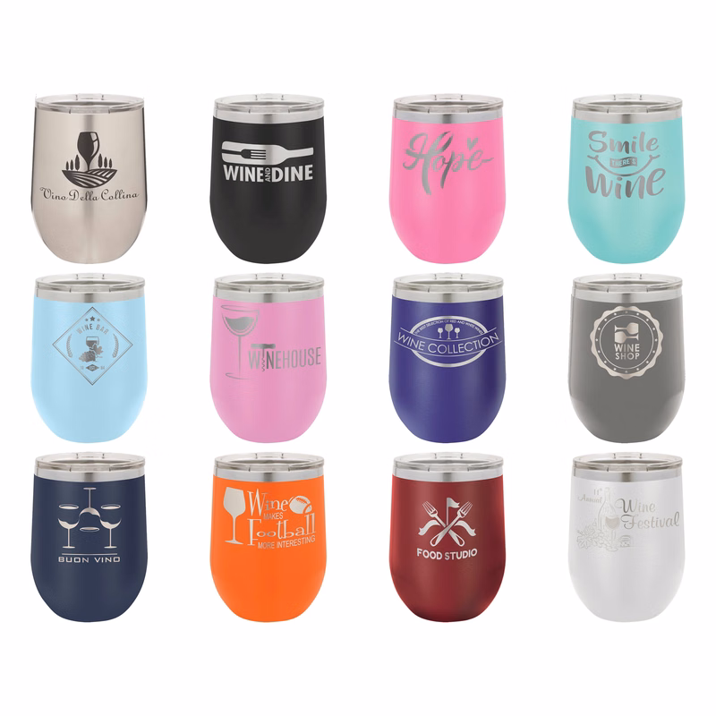 Polar Camel 12 oz. Stainless Steel Insulated Stemless Wine Tumbler with Lid