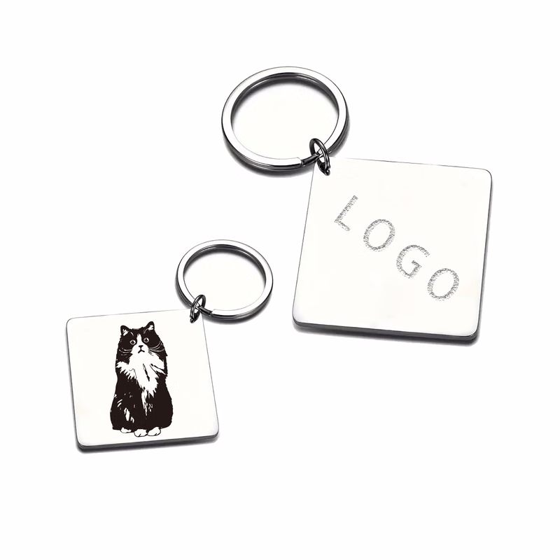 Stainless Steel Cat Keychain With Custom Logo