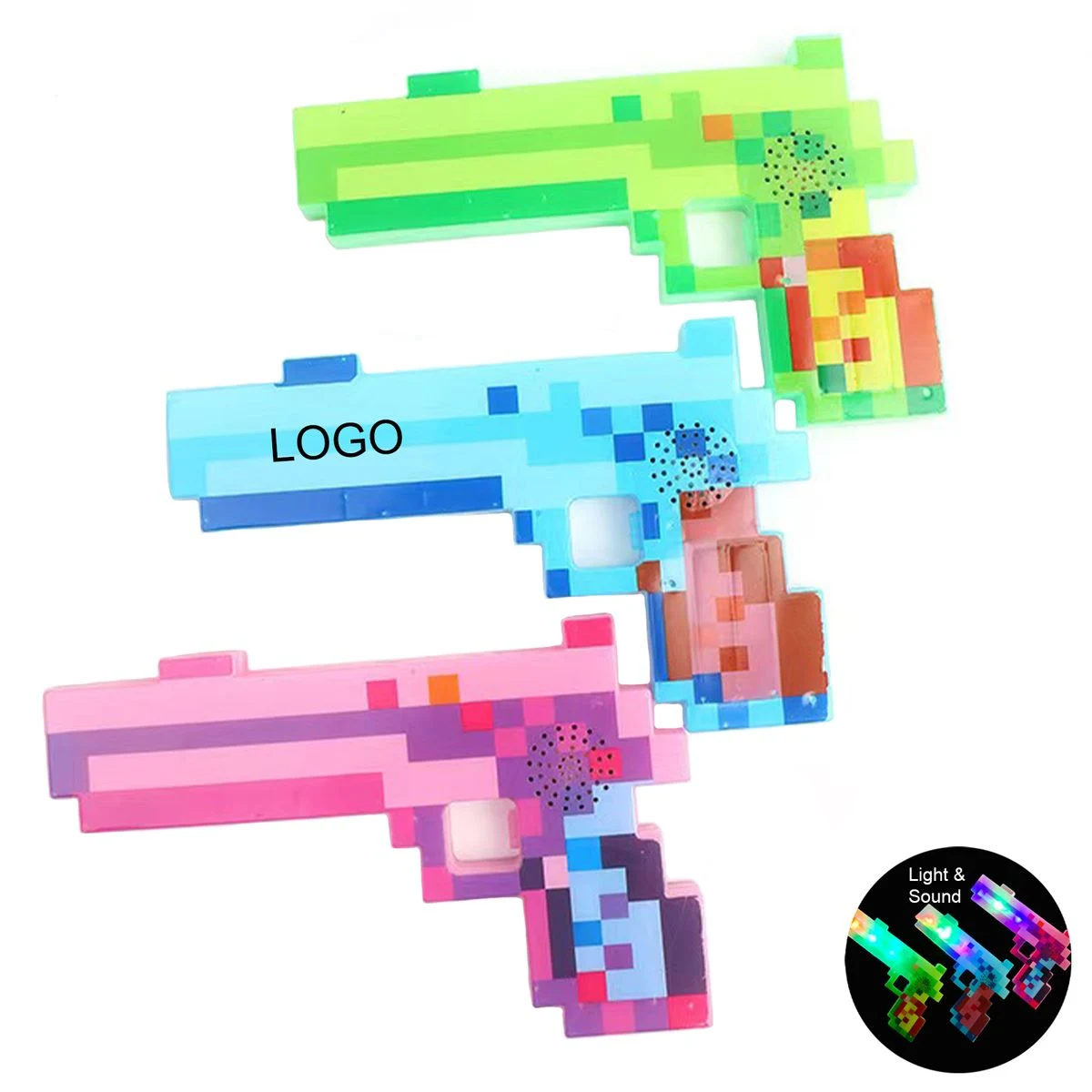 Mosaic Hand Gun Toy with Flashing Light and Sound 1