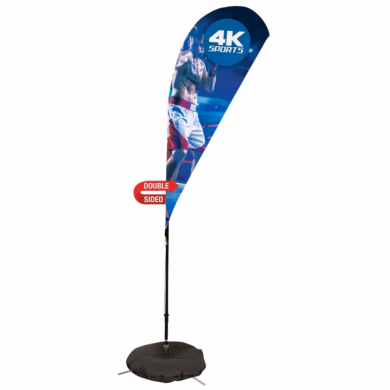 6' Streamline Teardrop Sail Sign Flag Kit (Double-Sided with Three-Legged Scissor Base)