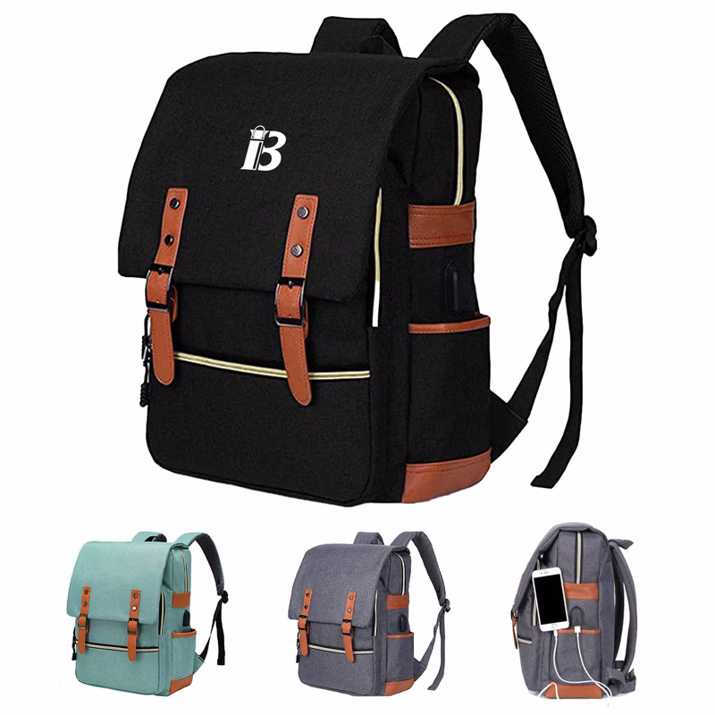 Women Nylon Laptop Backpack With Usb Charging Port