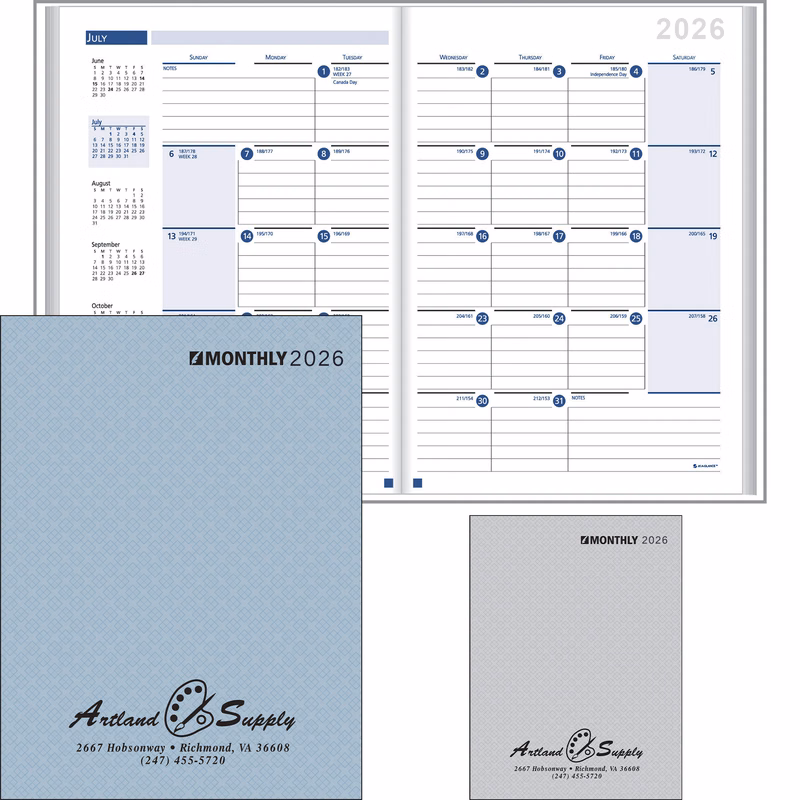 Ruled Monthly Desk Planner Stitched to Paper Cover