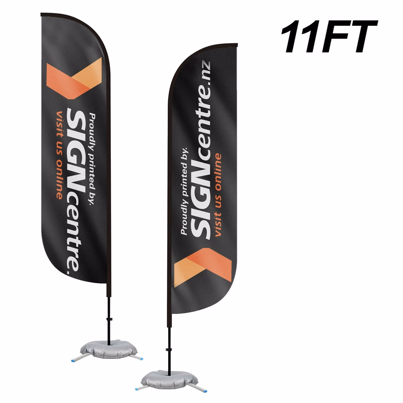11' Custom Double Sided Feather Flag Kit With Cross Base