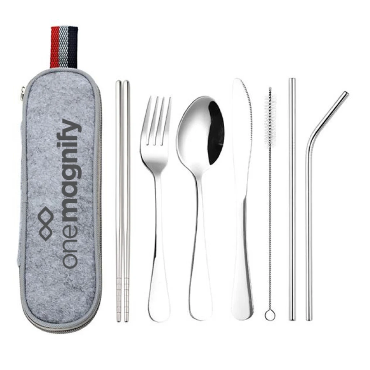 Silver Stainless Steel Cutlery Set In Felt Bag 1