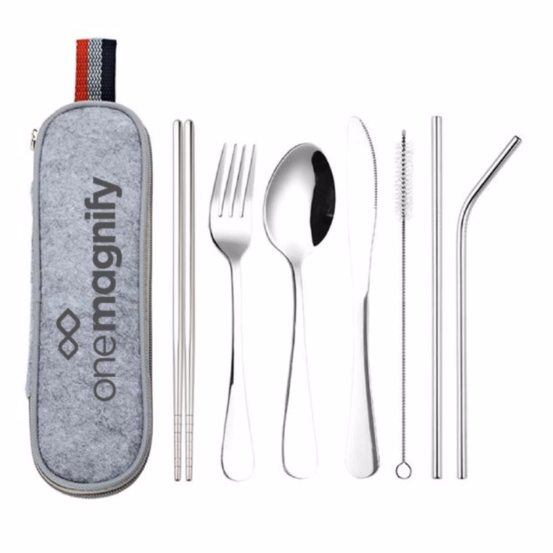 Silver Stainless Steel Cutlery Set In Felt Bag