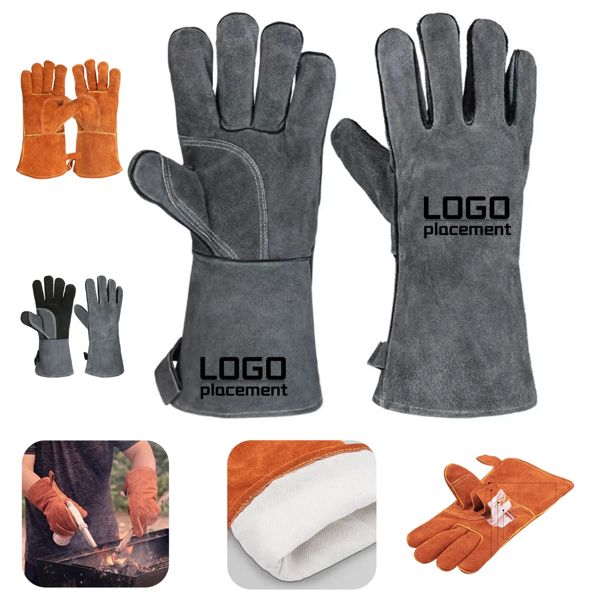 Heat - Resistant 500 Celsius Insulated Cowhide Gloves 1