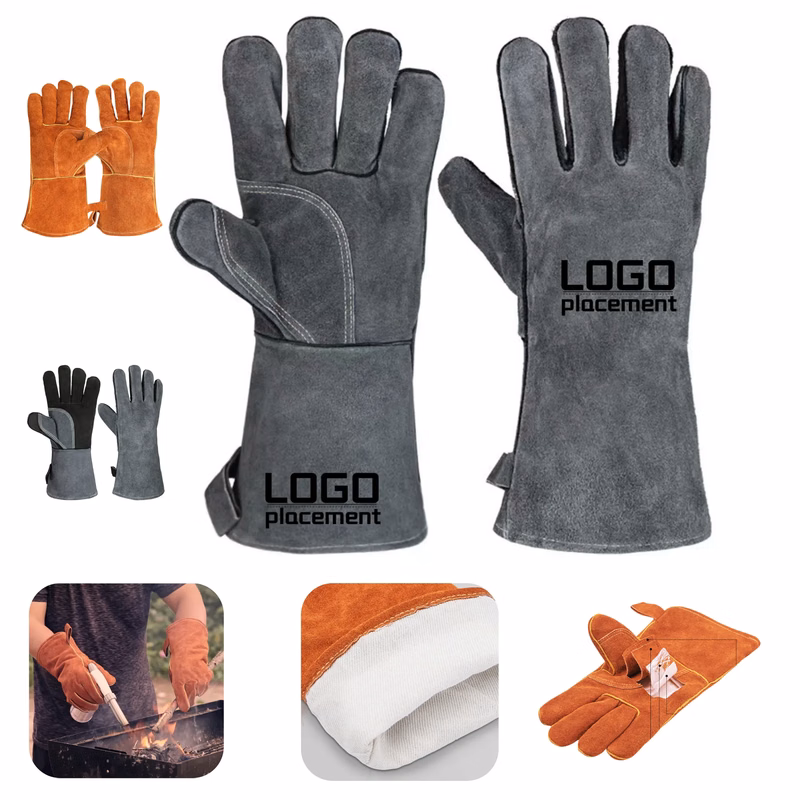 Heat - Resistant 500 Celsius Insulated Cowhide Gloves