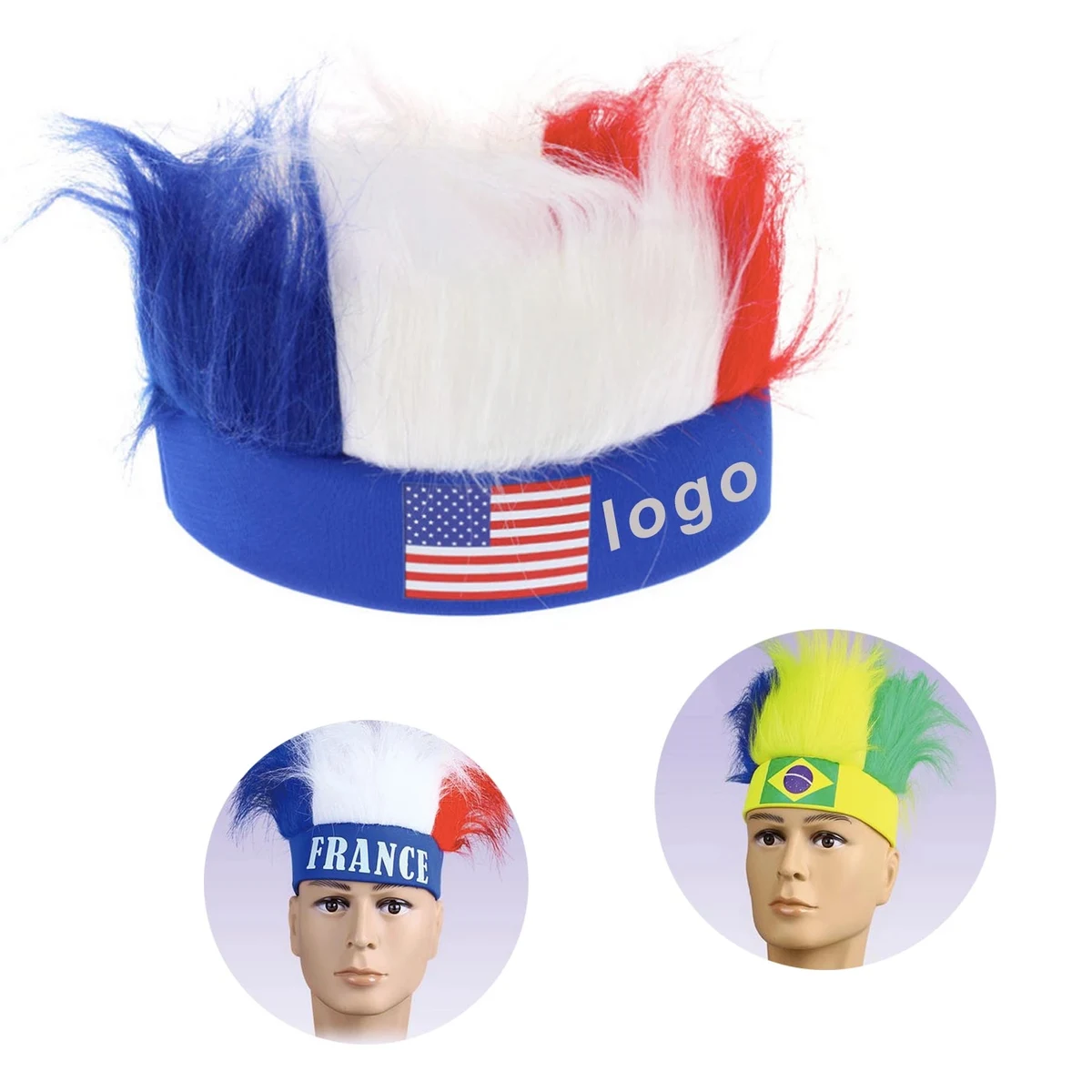 Custom World Cup Soccer Fan Wig Headband 1