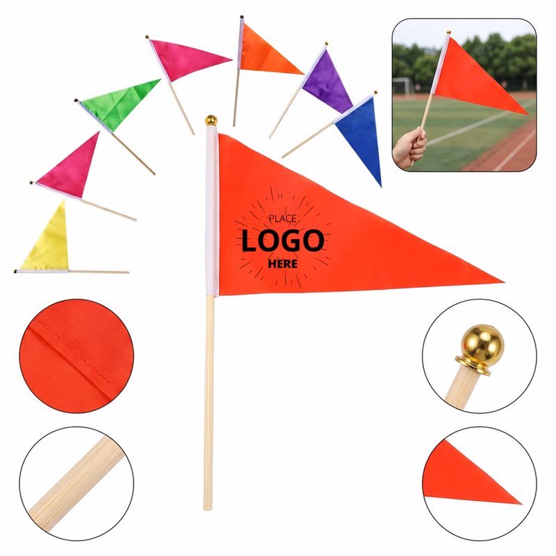 Triangular Handheld Pennant Flags with Wooden Sticks