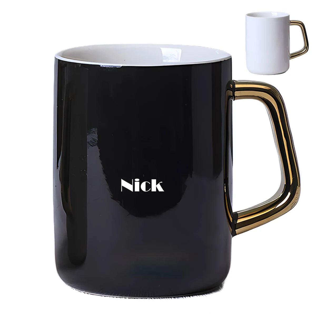 Ceramic Mug with Gold Handle Customized 1