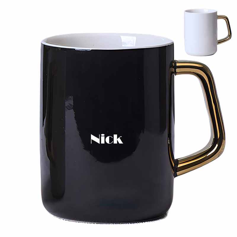 Ceramic Mug with Gold Handle Customized