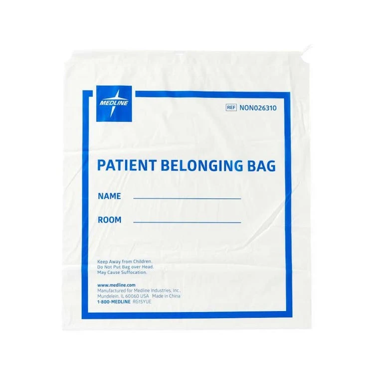 Drawstring Patient Belonging Bags 18" x 20" - White 1