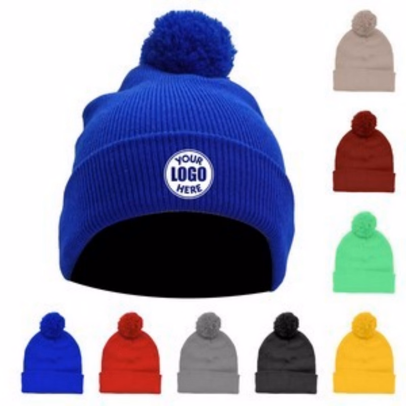 Knit Cuff Beanie with Pom