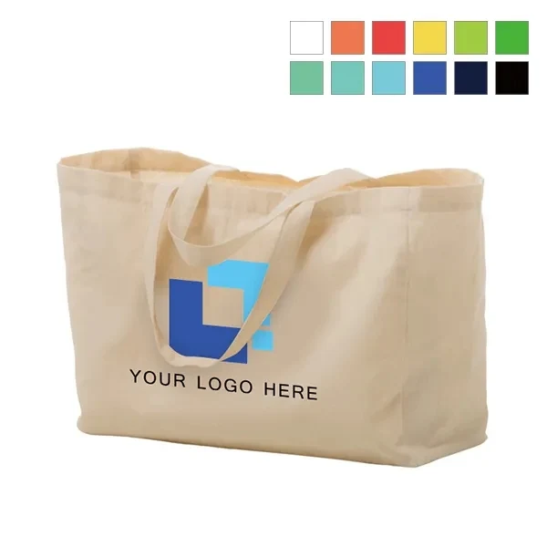 Rectangular Cotton Canvas Tote Bag -16" x 12" x 6" 1