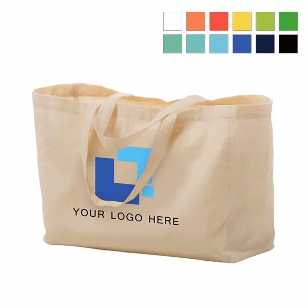 Rectangular Cotton Canvas Tote Bag -16" x 12" x 6"
