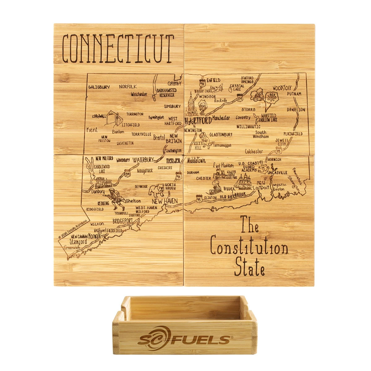 Connecticut Puzzle Coaster Set 1
