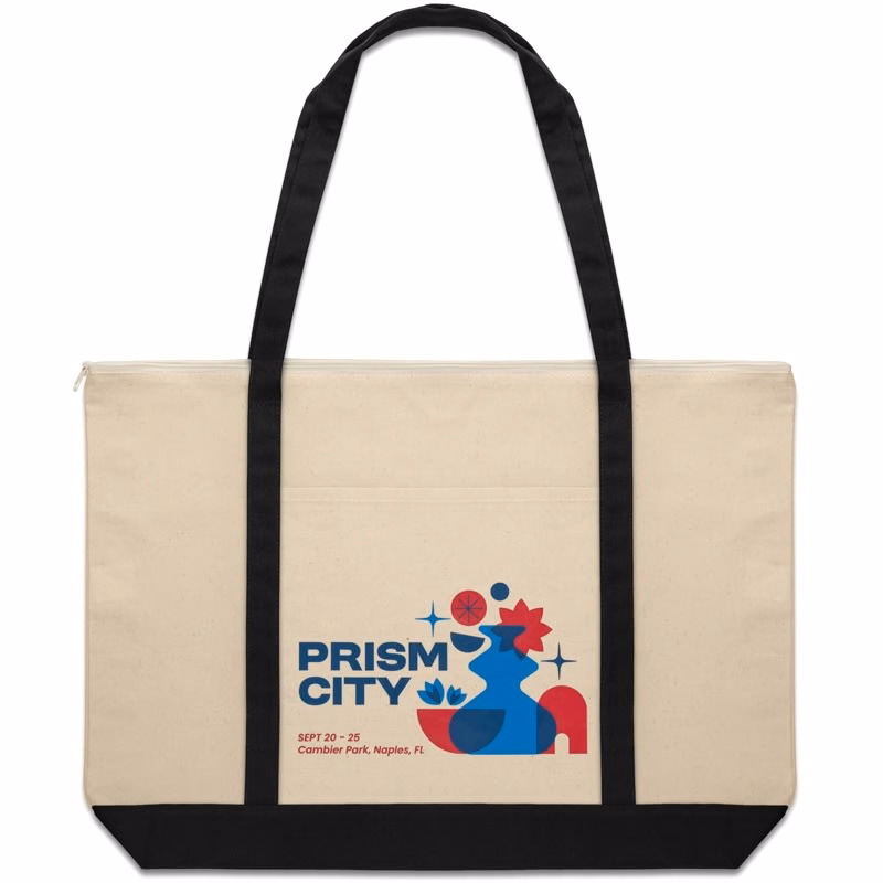 Large Top Zipper Cotton Tote Bags