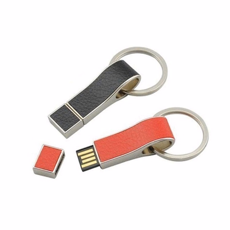 Leather Stick USB Flash Drive with Keyring