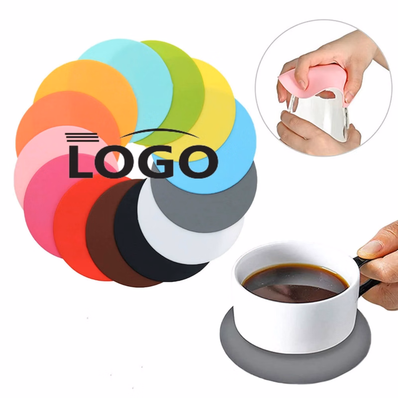 MOQ50 Soft PVC Round Silicone Coasters Non-Slip Cup