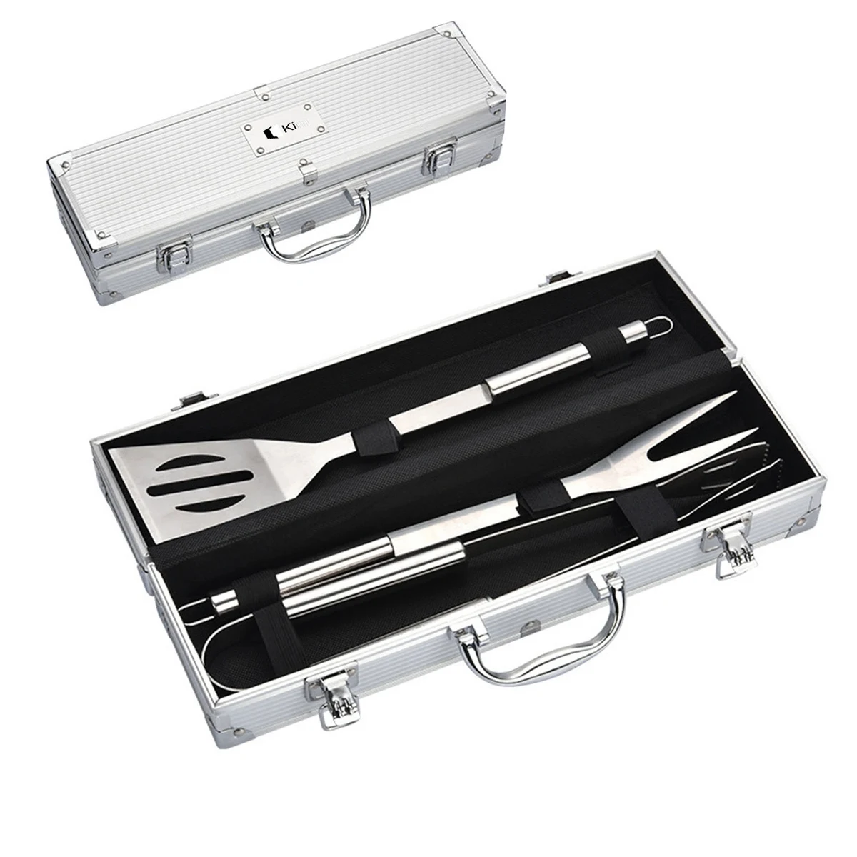 3 Piece Stainless Steel Bbq Set With Storage Case 1