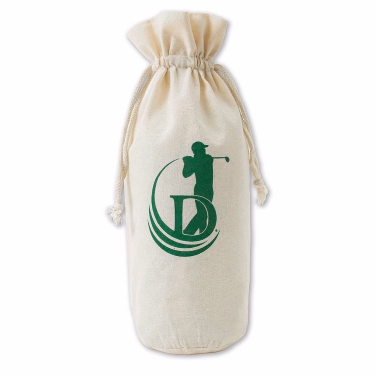 "Weedy" 100% Natural Cotton Drawstring Wine Bag
