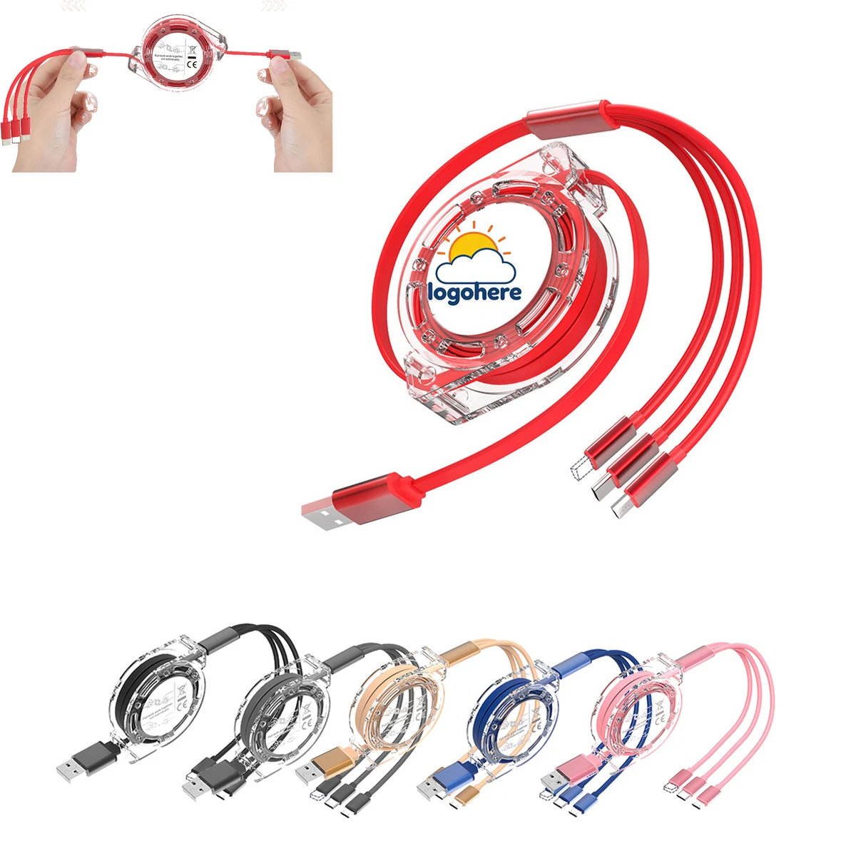 MOQ 50 Compact 3-in-1 Reel Cable 1