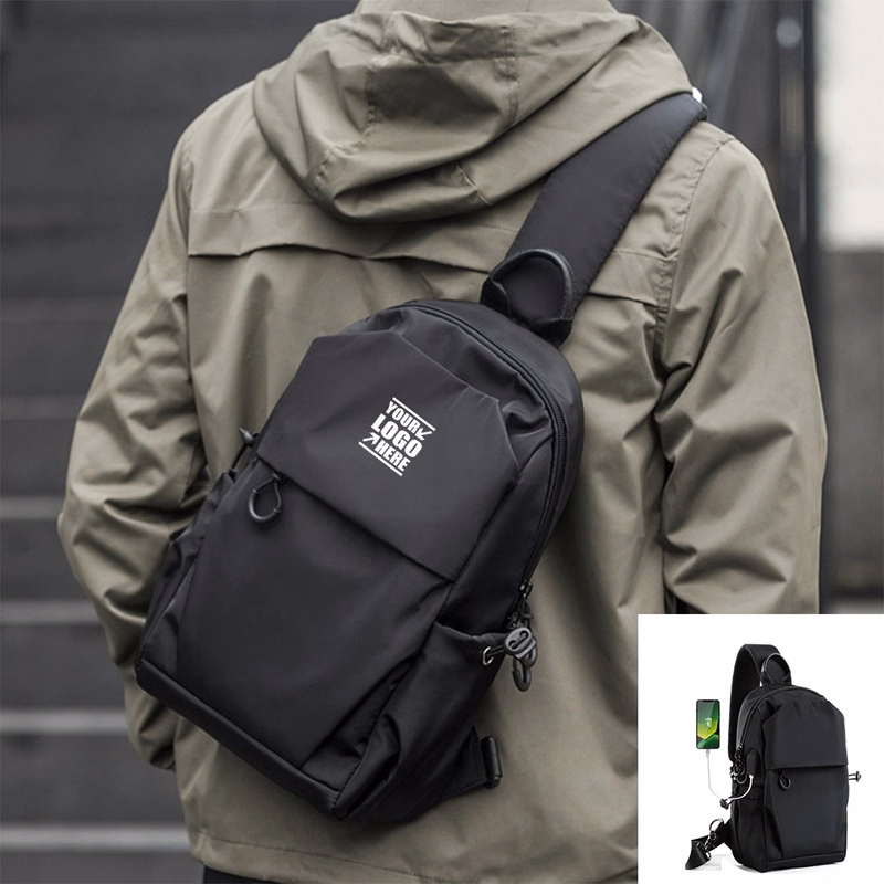 Usb Charger Sling Crossbody Shoulder Backpack For Men Women