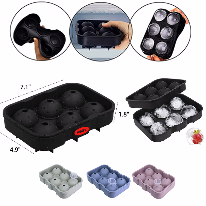 MOQ 50 PCS Versatile Silicone Ball Shaped Ice Tray
