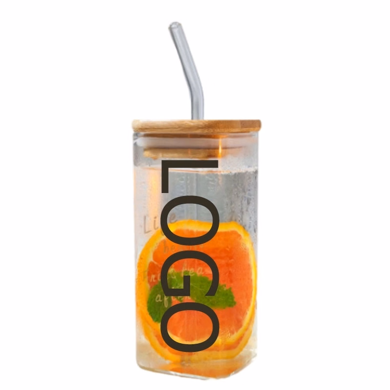 Custom 13.5 OZ Square Drinking Glasses with Straws