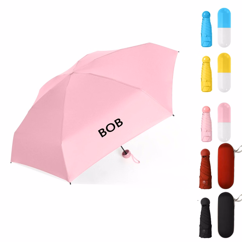 Mini Folding Travel Umbrella With Capsule Case