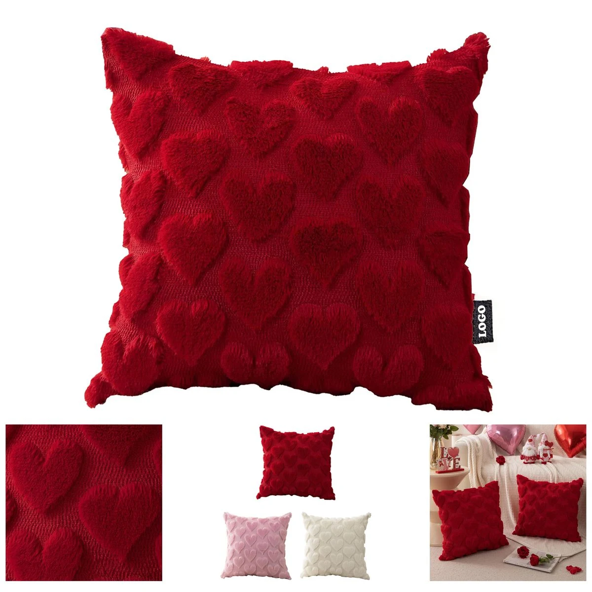 Valentine's Day Plush Pillow Cover 1